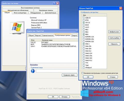Ekrānuzņēmums HashTab Windows 8