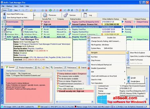 Ekrānuzņēmums AnVir Task Manager Windows 8