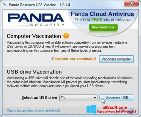 Ekrānuzņēmums Panda USB Vaccine Windows 8