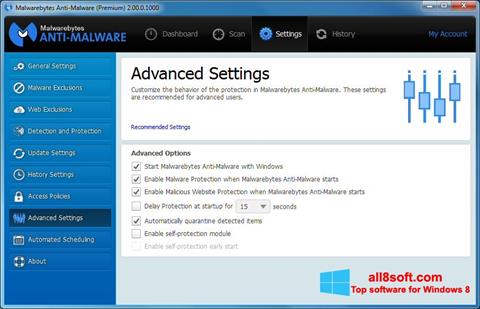 Ekrānuzņēmums Malwarebytes Anti-Malware Windows 8