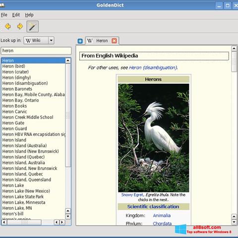 Ekrānuzņēmums GoldenDict Windows 8