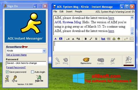 Ekrānuzņēmums AOL Instant Messenger Windows 8