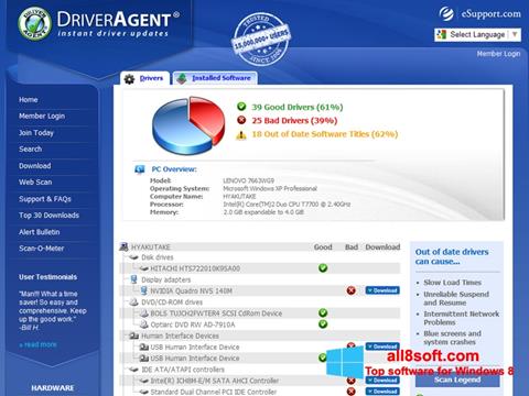 Ekrānuzņēmums DriverAgent Windows 8