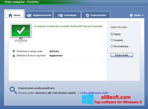 Ekrānuzņēmums Microsoft Security Essentials Windows 8