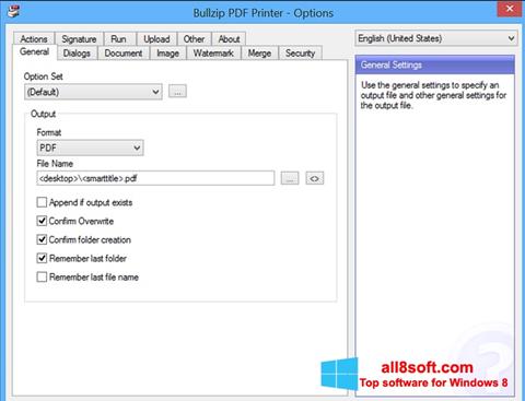 Ekrānuzņēmums BullZip PDF Printer Windows 8
