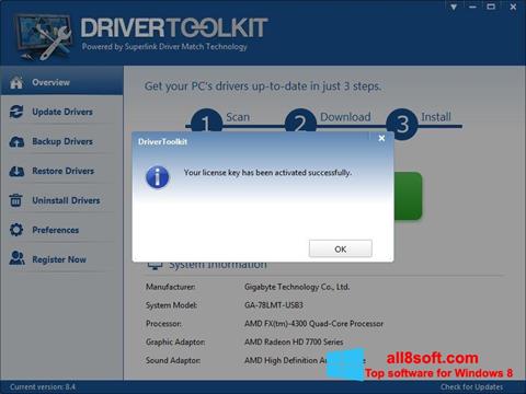 Ekrānuzņēmums Driver Toolkit Windows 8