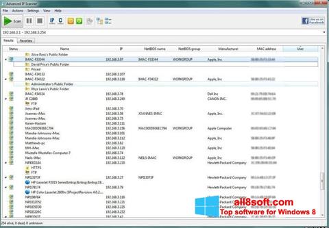 Ekrānuzņēmums Advanced IP Scanner Windows 8