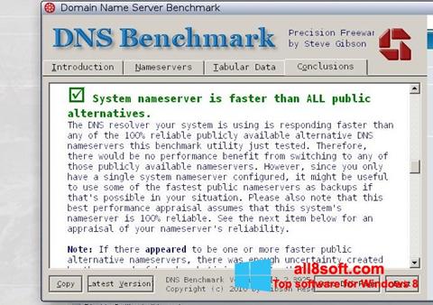 Ekrānuzņēmums DNS Benchmark Windows 8