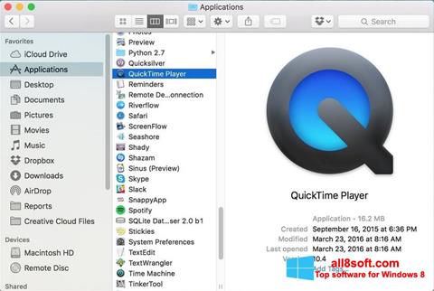 Ekrānuzņēmums QuickTime Pro Windows 8