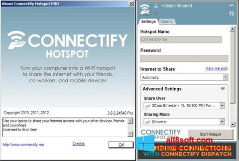 Ekrānuzņēmums Connectify Hotspot PRO Windows 8