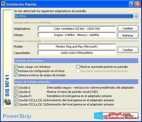 Ekrānuzņēmums PowerStrip Windows 8