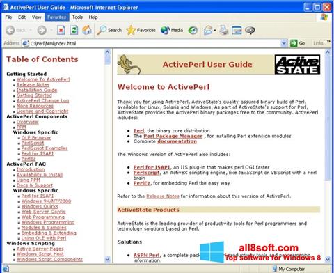 Ekrānuzņēmums ActivePerl Windows 8