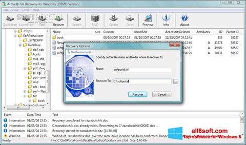 Ekrānuzņēmums Active File Recovery Windows 8