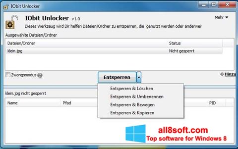 Ekrānuzņēmums IObit Unlocker Windows 8