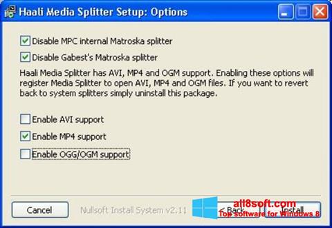 Ekrānuzņēmums Haali Media Splitter Windows 8