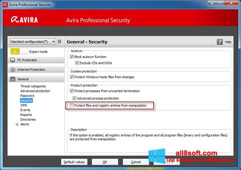 Ekrānuzņēmums Avira Professional Security Windows 8