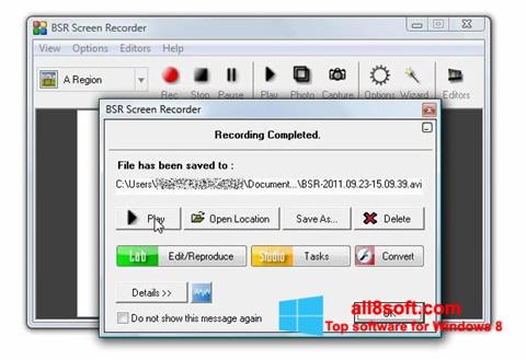 Ekrānuzņēmums BSR Screen Recorder Windows 8