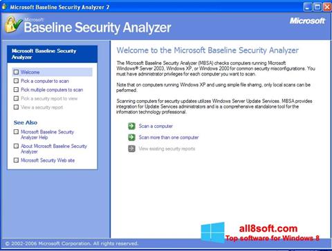 Ekrānuzņēmums Microsoft Baseline Security Analyzer Windows 8