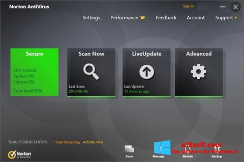 Ekrānuzņēmums Norton AntiVirus Windows 8