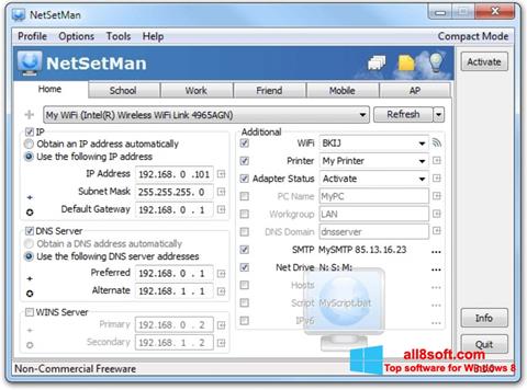 Ekrānuzņēmums NetSetMan Windows 8