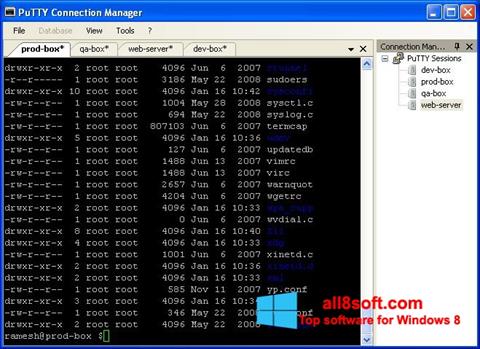 Ekrānuzņēmums PuTTY Connection Manager Windows 8
