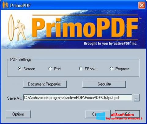 Ekrānuzņēmums PrimoPDF Windows 8