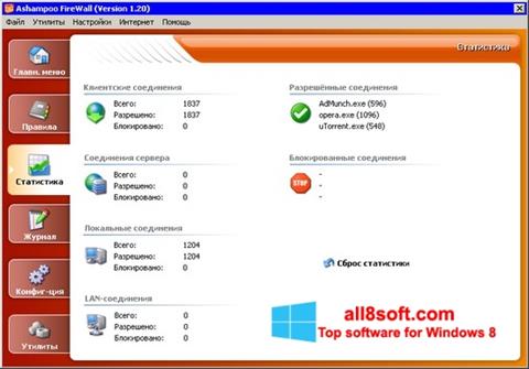 Ekrānuzņēmums Ashampoo Firewall Windows 8