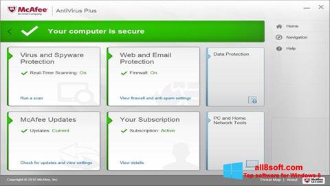 Ekrānuzņēmums McAfee AntiVirus Plus Windows 8