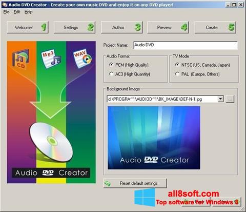 Ekrānuzņēmums Audio DVD Creator Windows 8