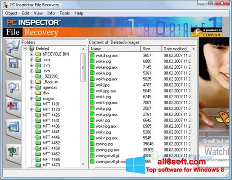 Ekrānuzņēmums PC Inspector File Recovery Windows 8