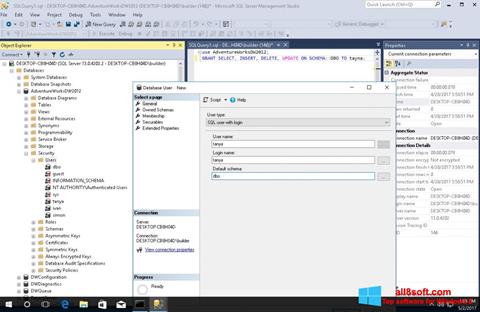 Ekrānuzņēmums Microsoft SQL Server Windows 8