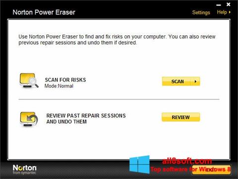 Ekrānuzņēmums Norton Power Eraser Windows 8