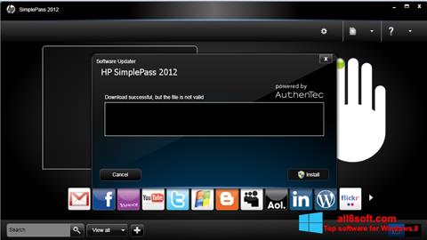 Ekrānuzņēmums HP SimplePass Windows 8