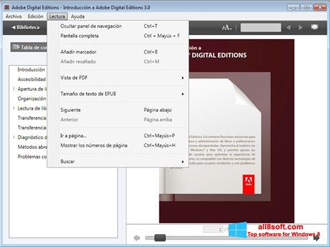 Ekrānuzņēmums Adobe Digital Editions Windows 8
