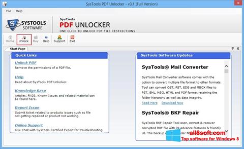 Ekrānuzņēmums PDF Unlocker Windows 8