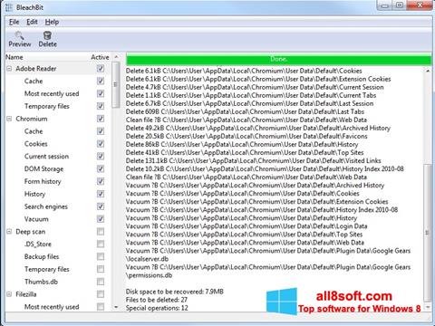 Ekrānuzņēmums BleachBit Windows 8