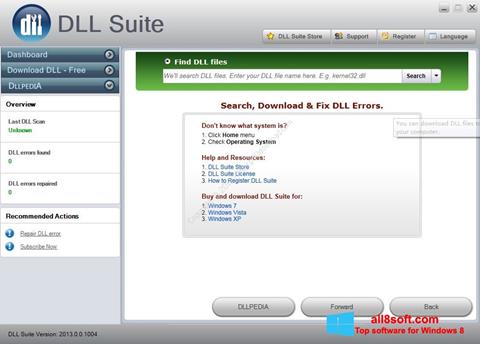Ekrānuzņēmums DLL Suite Windows 8