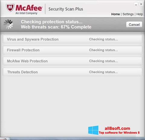 Ekrānuzņēmums McAfee Security Scan Plus Windows 8