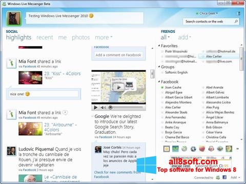 Ekrānuzņēmums Windows Live Messenger Windows 8