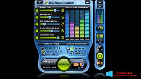 Ekrānuzņēmums DFX Audio Enhancer Windows 8