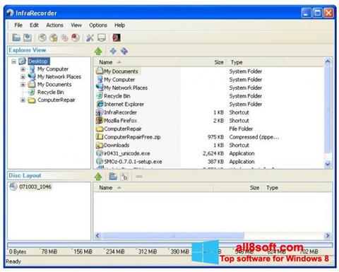 Ekrānuzņēmums InfraRecorder Windows 8