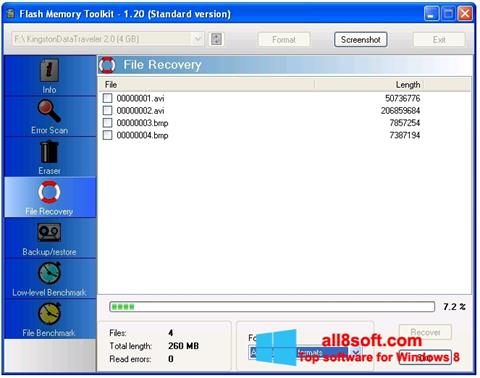 Ekrānuzņēmums Flash Memory Toolkit Windows 8