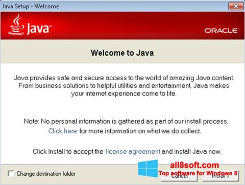 Ekrānuzņēmums Java Runtime Environment Windows 8