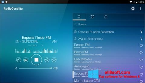 Ekrānuzņēmums Radiocent Windows 8