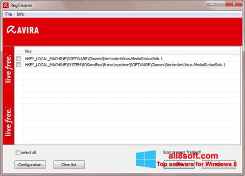 Ekrānuzņēmums Avira Registry Cleaner Windows 8