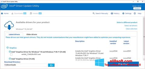 Ekrānuzņēmums Intel Driver Update Utility Windows 8